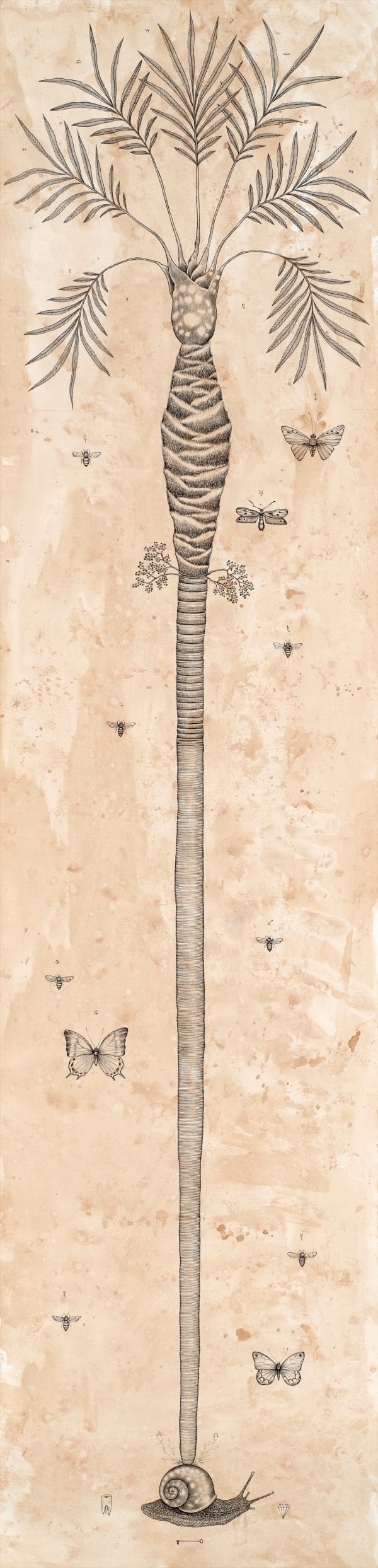 Andrea Collesano PENSIERO, 2023 Ink on paper 39.37 x 9.84ins (100 x 25cm) (artwork size) 40.55 x 14.76ins (103 x 37.5cm) (framed size)