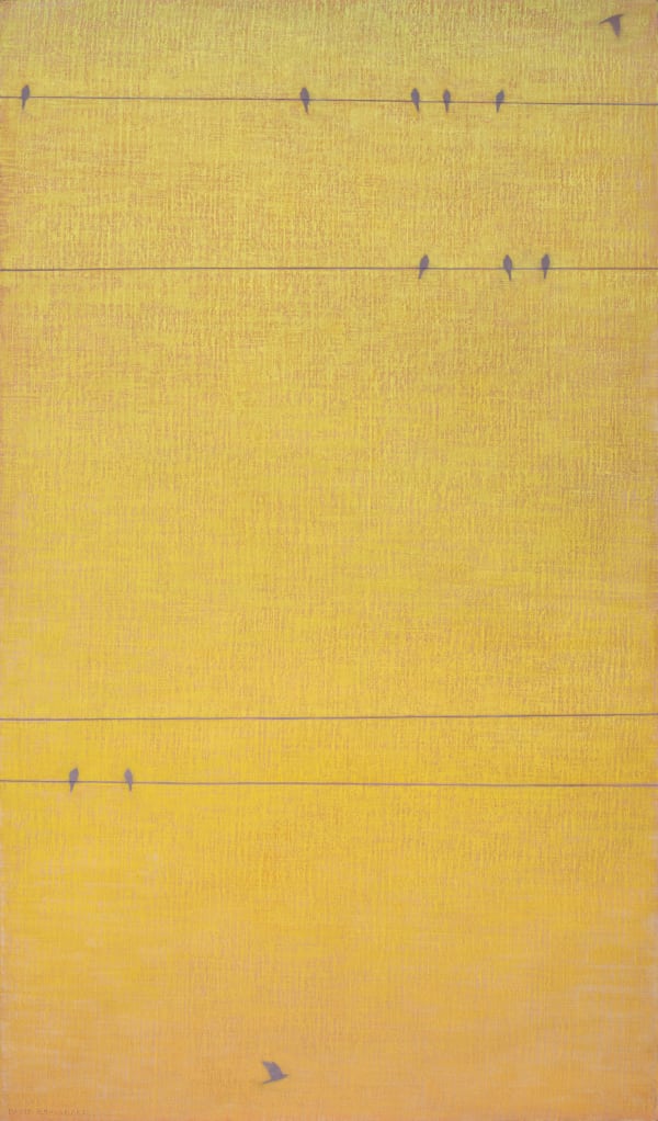 David Grossmann, Lines and Birds on Golden Sky, 2022