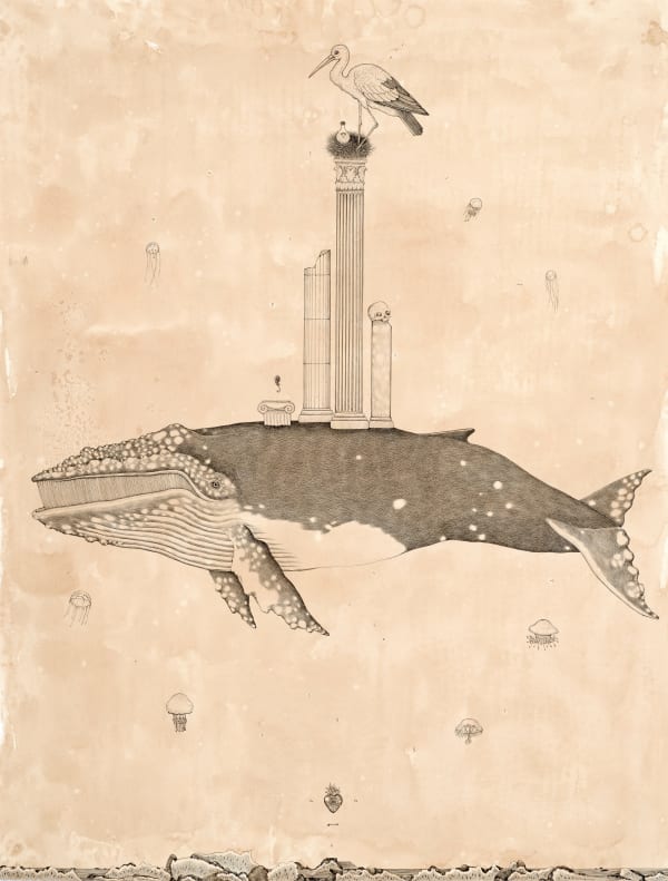 Andrea Collesano TRANSIRE, 2023 Ink on paper 31.49 x 23.62ins (80 x 60cm) (artwork size) 38.38 x 30.51ins (97.5 x 77.5cm) (framed size)