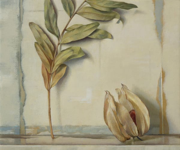 Susan Angharad Williams Stem, Leaves, Physalis Oil on linen 5.9 x 7.1ins (15 x 18cm)