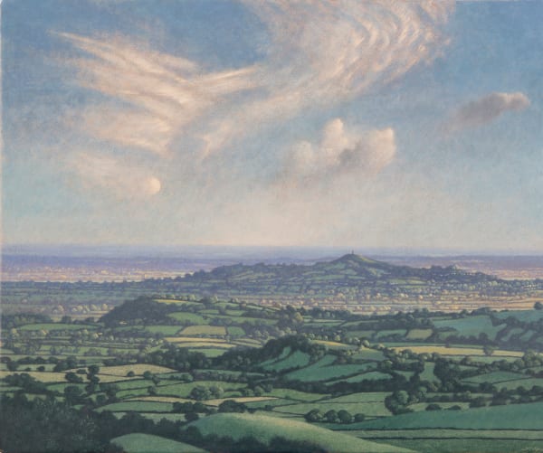 James Lynch, Half Moon and Cirrus Clouds over Glastonbury Tor