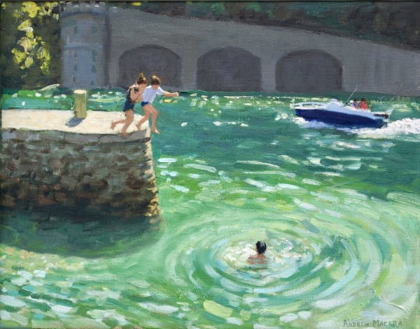 Andrew Macara, Jumping off the harbour wall, Looe