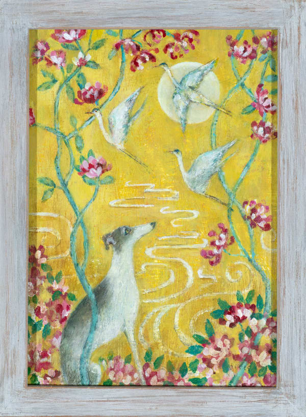 Tracy Rees Heaven & Earth, 2022 Acrylic on board 6.29 x 4.33ins (16 x 11cm) (artwork size) 7.87 x 5.78ins (20 x 14.7cm) (framed size) Tracy Rees on the back