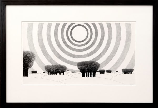 Guy Watts Hills of Beeches, 2014 Pen on paper 8.86 x 16.34ins (22.5 x 41.5cm) (artwork size) 15.75 x 22.83ins (40 x 58cm) (framed size)