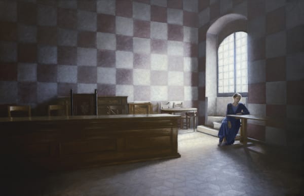Geneviève Daël Rêverie au castello dei Conti Guidi Oil on canvas 25.59 x 39.37ins (65 x 100cm) (artwork size) 27.36 x 41ins (69.5 x 104cm) (framed size)