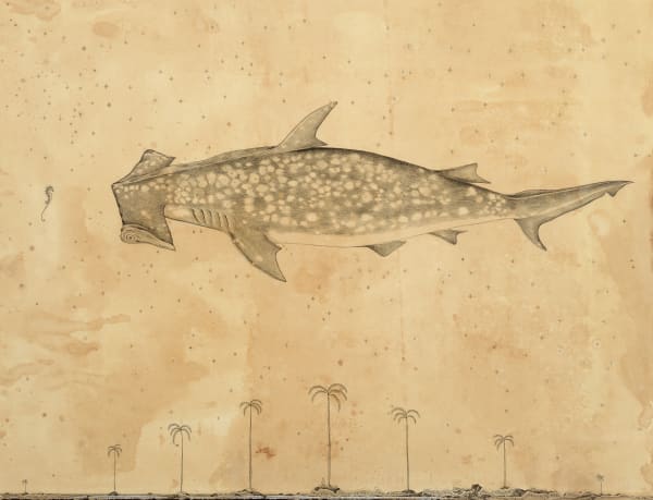 Andrea Collesano Veniunt de Nocte, 2018 Ink on paper A 1970s reeded hardwood frame, stained black and with gilded slip 23.62 x 31.5ins (60 x 80) (artwork size) 31 x 37.5ins (78.5 x 95cm) (framed size)