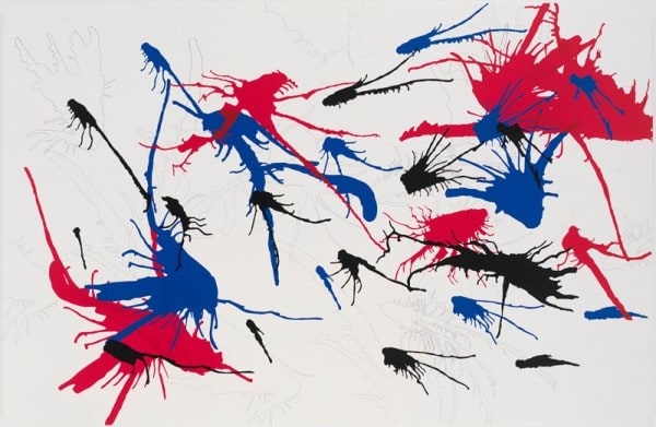 Joseph La Piana Untitled (Kinetic Red, White, Blue, and Black), 2007 Enamel and acrylic on canvas 67.5" x 103.5"