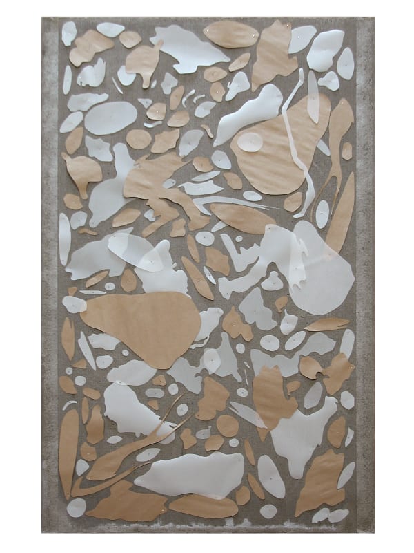 Joseph La Piana Untitled Photonastic Collage, 2007 Mylar, craft paper, steel nails on concrete slab 60" x 36" x 2"