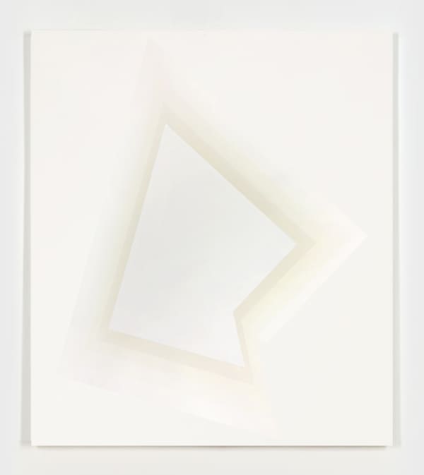 Joseph La Piana Refraction Offset P White Monochrome, 2016 Acrylic and enamel on canvas 49.5" x 59.5"