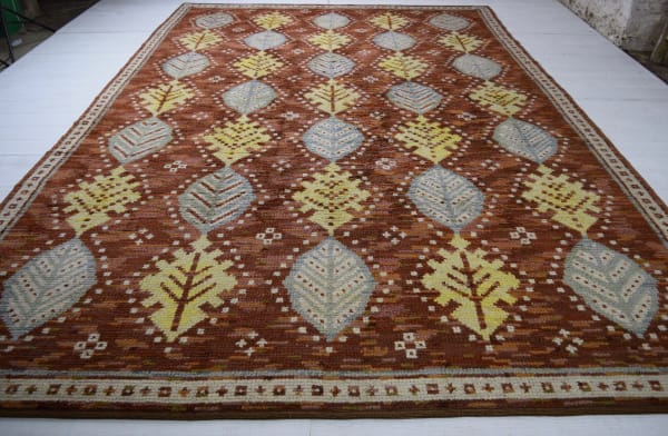 A Swedish piled carpet by Irma Kronlund 396 x 255cm woven circa 1950 - 1960 at the Kronobergs Lans Hemslojd workshop