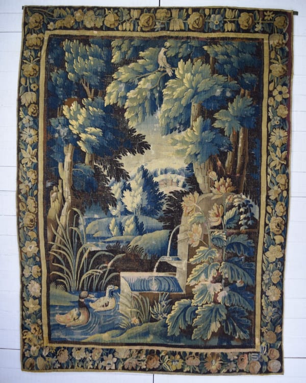 Aubusson Verdure Tapestry, France 276cm (drop) x 206cm (across) circa 1700