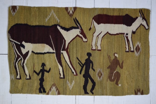 African flatwoven rug 142 x 88cm mid 20th century
