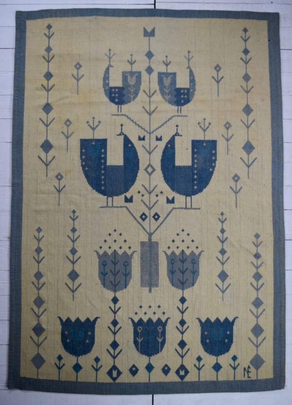 Hungarian tapestry rug by Eva Nemeth 240 x 168cm circa 1950-1970, signed NE