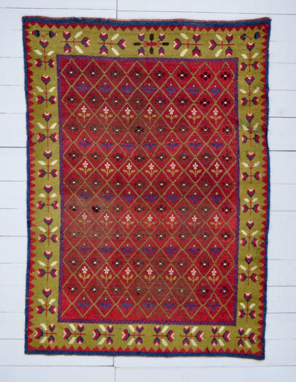 Swedish rya rug 186 x 136cm circa 1890 - 1910