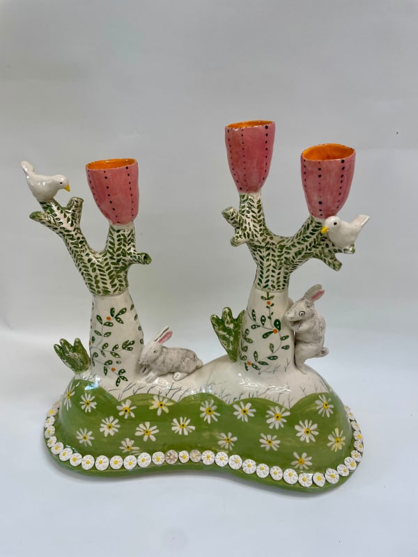 Laurance Simon, Frolicking Bunnies Candelabra