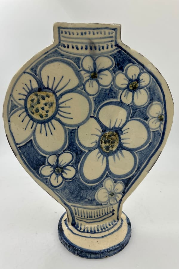 Adrift Pottery, White Flower Flat Vase
