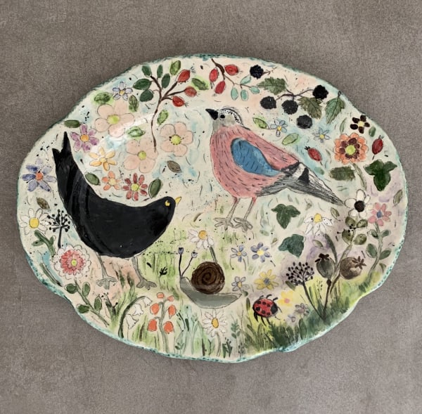 Amelia Tuttiett, Jason Jay Haughtily Ignoring Silas Snail, Much to Bertie Blackbird's Relief - Platter