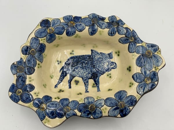 Adrift Pottery, Blue Wild Boar Dish