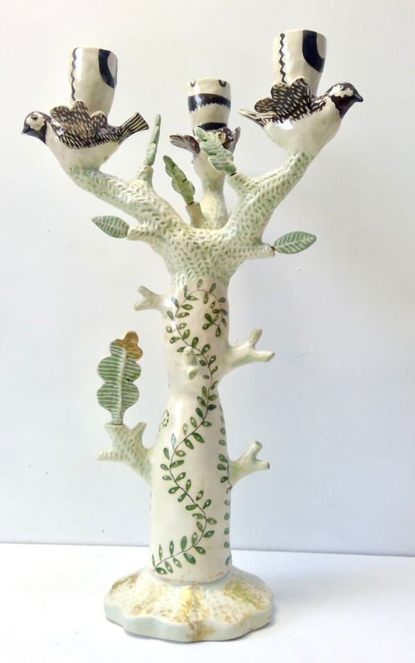 Laurance Simon, Three Bird Candelabra with Gold Leaf