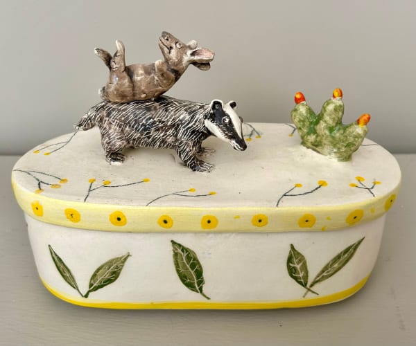 Laurance Simon, Rabbit & Badger Having Fun - Yellow Box