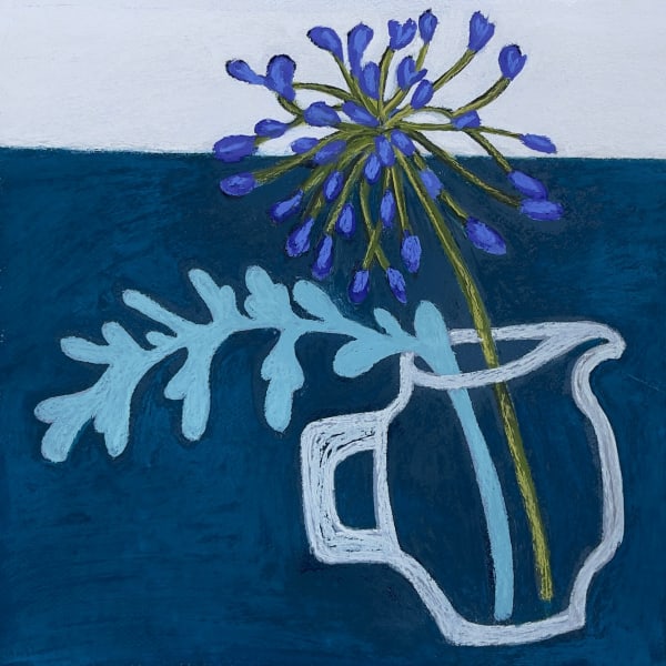 Angela A'Court, Agapanthus and Grey Jug