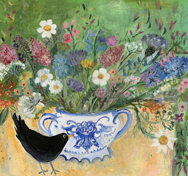 Amelia Tuttiett, Bertie Blackbird with Bursting Blooms