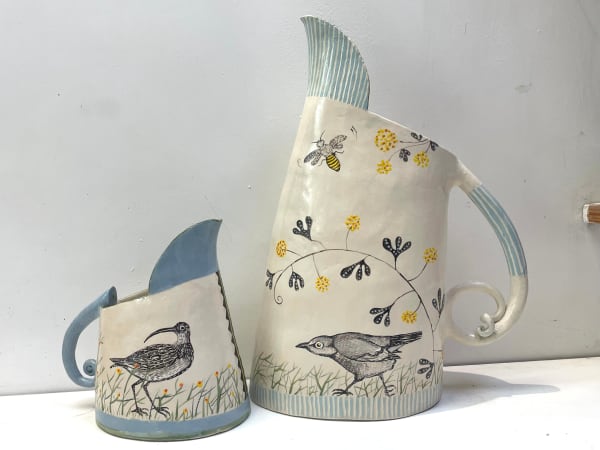 Laurance Simon, Large Jug with Running Jay & Bee