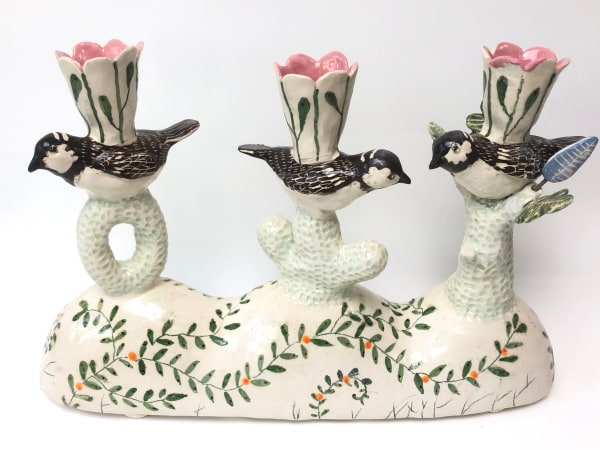 Laurance Simon, Pink Tulip & Three Bird Candelabra