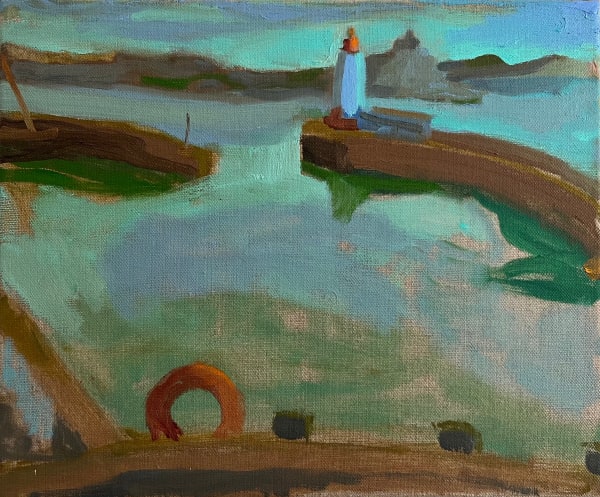 Zoe Savory Newlyn Harbour Oil on linen 25 x 30 cms