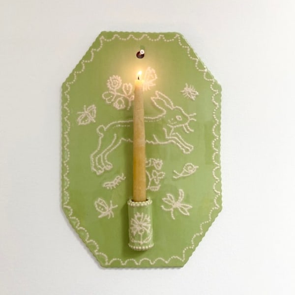 Emily Mitchell, Green Hare Candle Sconce