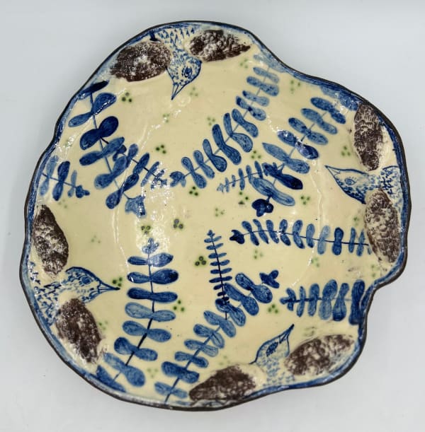 Adrift Pottery, Four Winged Birds with Sprigs Bowl