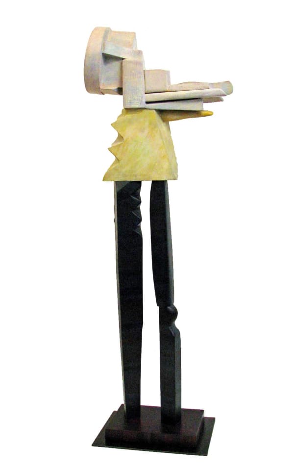 Hello to Chongqing, 2010 Carved and Painted Wood 50.5 x 18 x 10 "