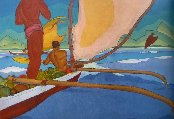 Arman Manookian, Man in an Outrigger Canoe, Headed for Shore, 1929 (ca.)
