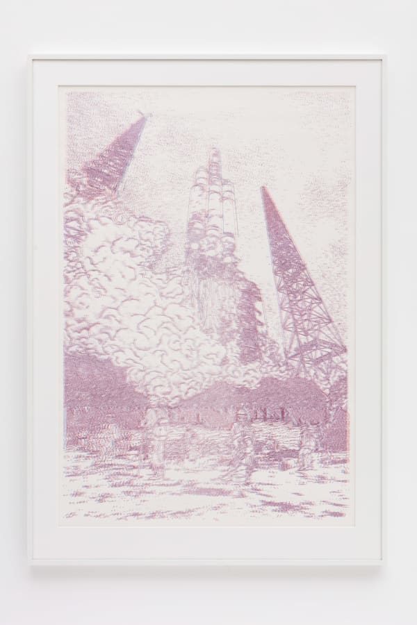 Goshka Macuga, NASA Delta IV Heavy Launching the Parker Solar Probe (12 August 2018) Inmate firefighters look on as an aircraft prepares to drop fire retardant ahead of the River Fire as it burns through a canyon in Lakeport, California (August 1, 2018), 2021