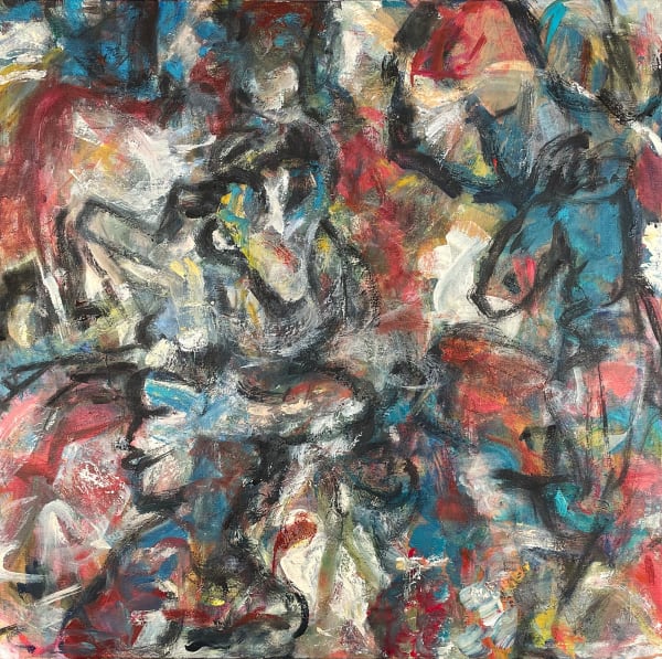 Rolling, 2021 acrylic and drawing media on canvas 30 x 30 in.