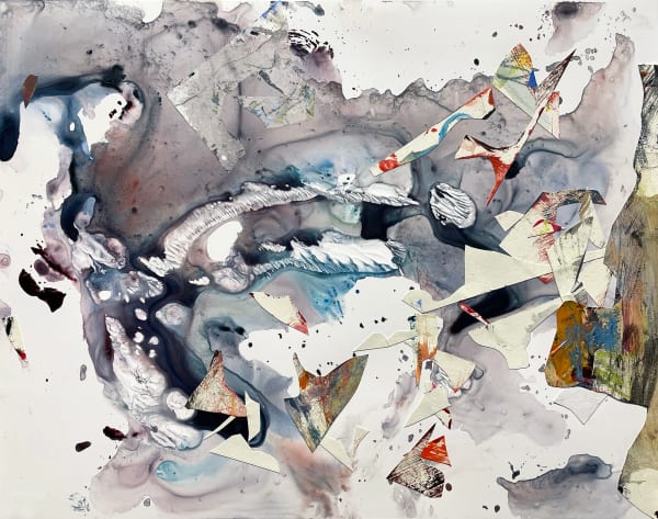Coalescence, 2022 acrylic and collage on yupo 11 x 14 in.