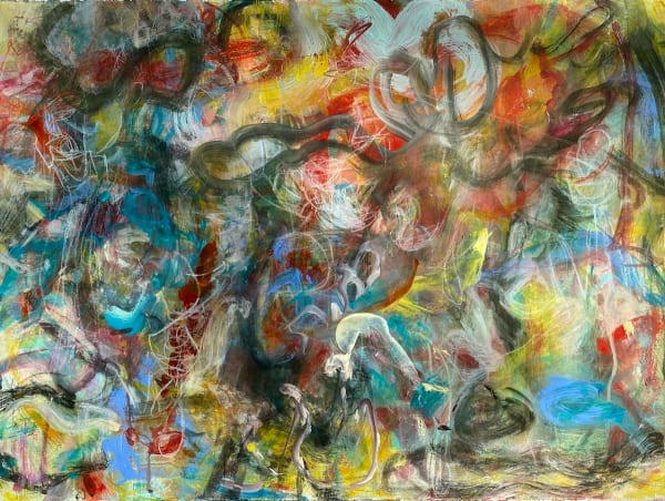 Intertwined, 2020 acrylic and drawing media on paper 22 x 30 in.