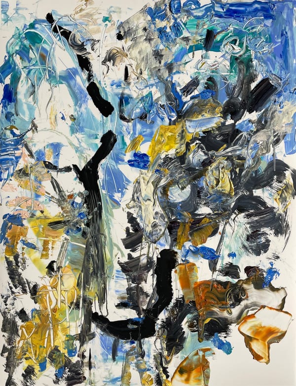 Blue Cadence, 2022 acrylic, drawing media on yupo 26 x 20 in.