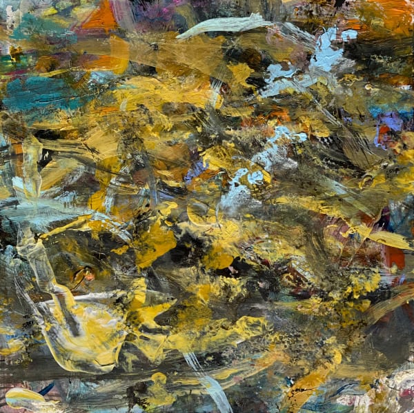 Harvest Moon, 2021 acrylic and drawing media on paper 8 x 8 in.