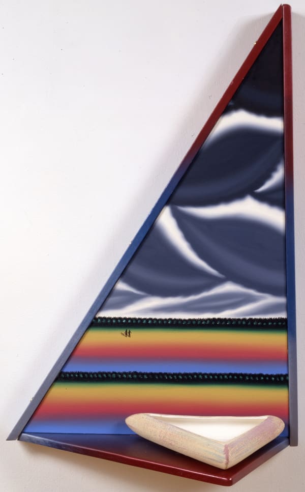 Roger Brown, Virtual Still Life #12: Modernistic Planter with 1/2 A Desert Painting, 1995