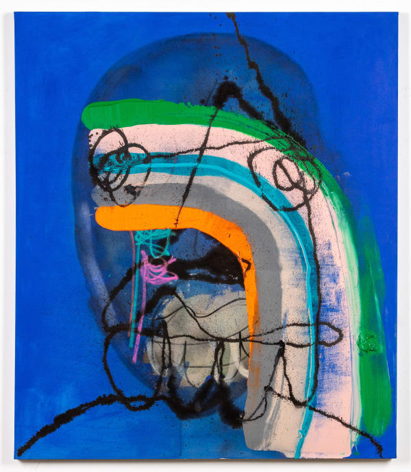 Jahlil Nzinga PURE ..NO CUT, 2021 Acrylic paint, Calligraphy ink, Aerosol, Solid state marker, Charcoal 56 x 47 x 2 in 142.2 x 119.4 x 5.1 cm
