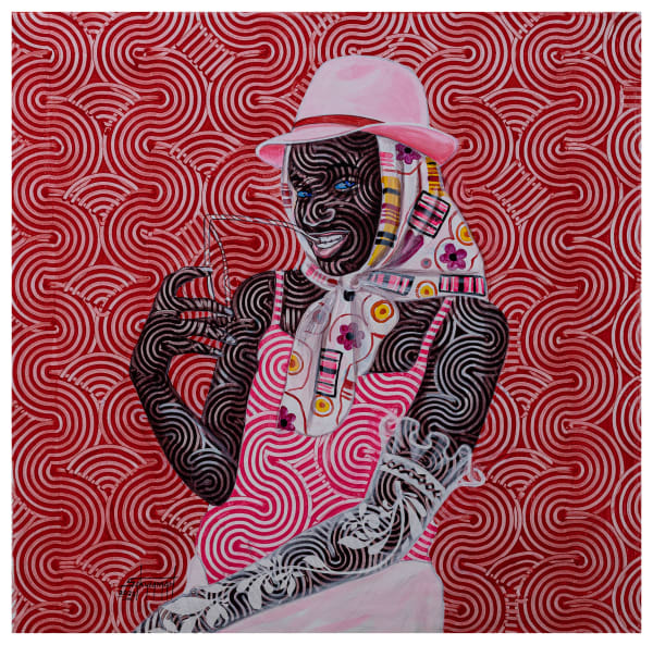 Foster Sakyiamah Blossom Fair Lady, 2022 Acrylic on canvas 39 3/8 x 39 3/8 in 100 x 100 cm