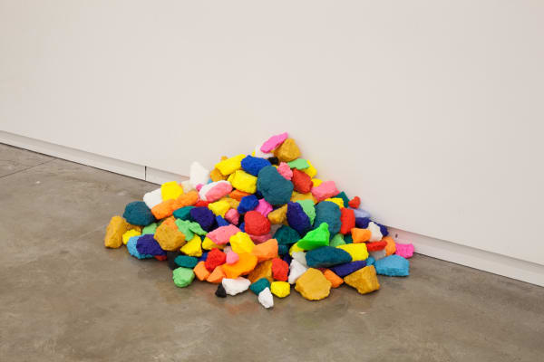 Glenn Kaino Don’t Bring a Gameboy to a Gunfight, 2014 PLA printed rocks 18 x 29 in 45.7 x 73.7 cm