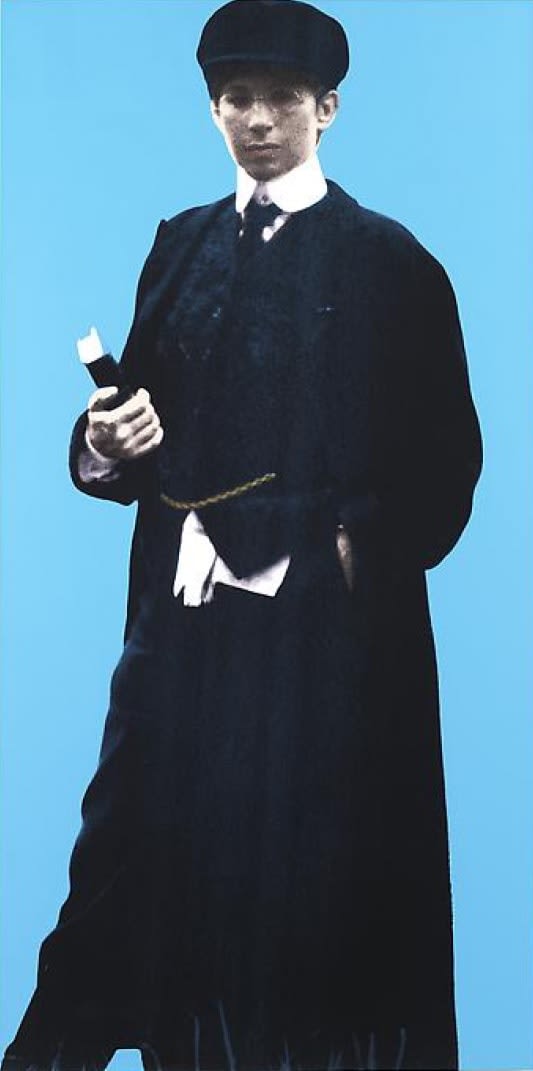 Deborah Kass b. 1952Single Blue Yentl (My Elvis), 1993 Silkscreen and acrylic on canvas 72 x 36 in 182.9 x 91.4 cm