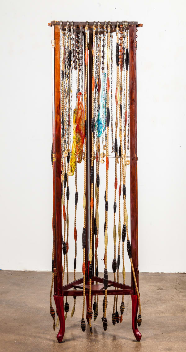 Jae Jarrell Victorian Beads and Glasswork Enscreened, 2017 Mixed media 81 x 21 x 21 in 205.7 x 53.3 x 53.3 cm
