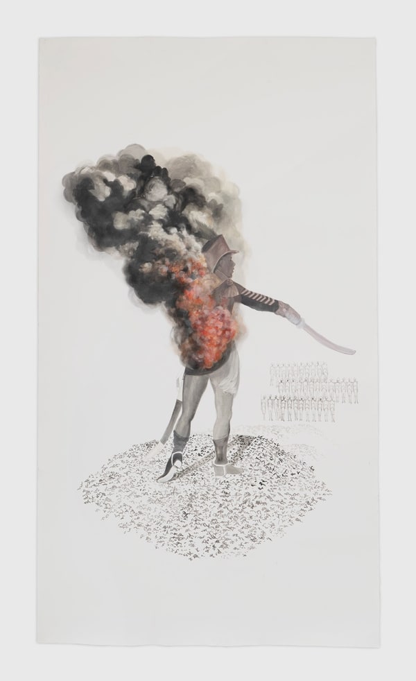 Firelei Báez a relentless spirit, 2018 Gouache on paper 91 x 51 1/2 in 231.1 x 130.8 cm