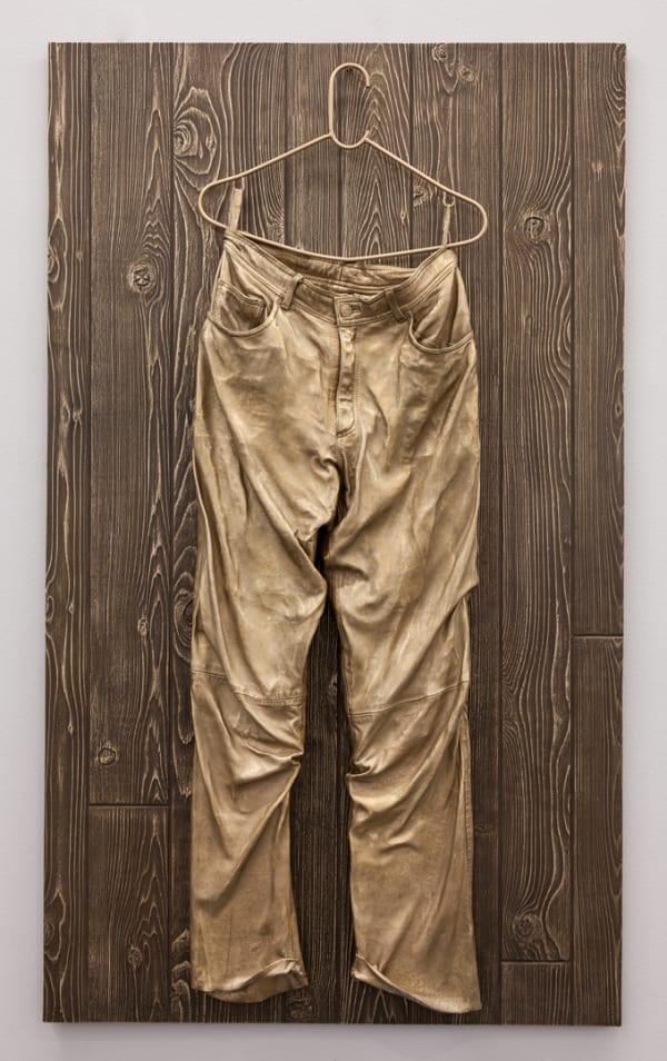 Mickalene Thomas Untitled (Leather Pants), 2014 Bronze (Currently on display at the Broad Museum, LA, thru Oct 2024, Art Career Retrospective) 50 1/2 x 31 1/4 x 5 in 128.3 x 79.4 x 12.7 cm Edition 1 of 3