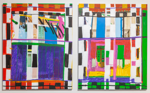 Modou Dieng Esprit Noir, 2021 acrylic paint, ink, oilstick, collage on archival print, mounted on dibond. 43 x 68 in 109.2 x 172.7 cm