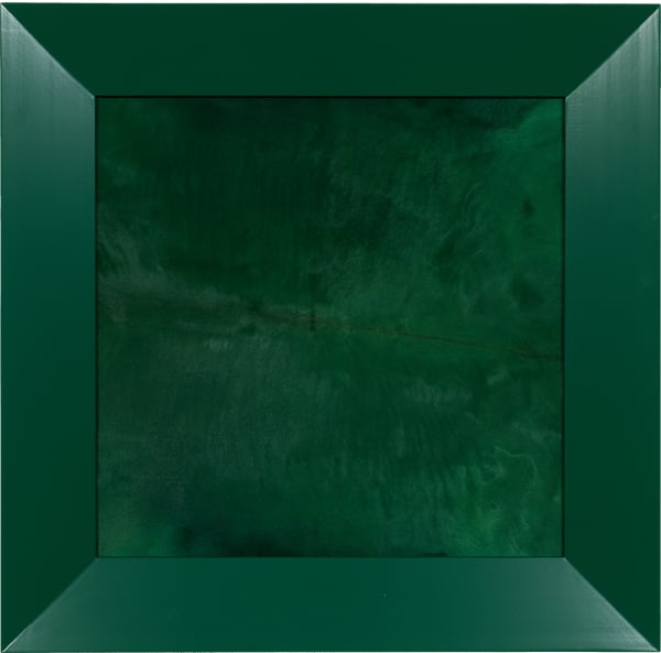 Tony Tasset Domestic Abstraction (Green), 1988-2013 Hide and wood 29 x 29 x 2 in 73.7 x 73.7 x 5.1 cm