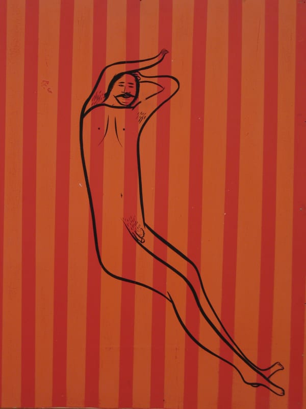 Clare Rojas, Naked Man (pink and orange stripes), 2005